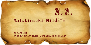 Malatinszki Milán névjegykártya