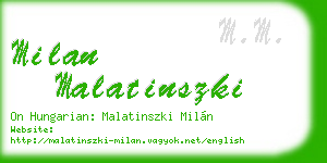 milan malatinszki business card